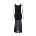 Cocktail Party Dinner High Mesh Double-layer U-collar Sling Slim Fit Dress