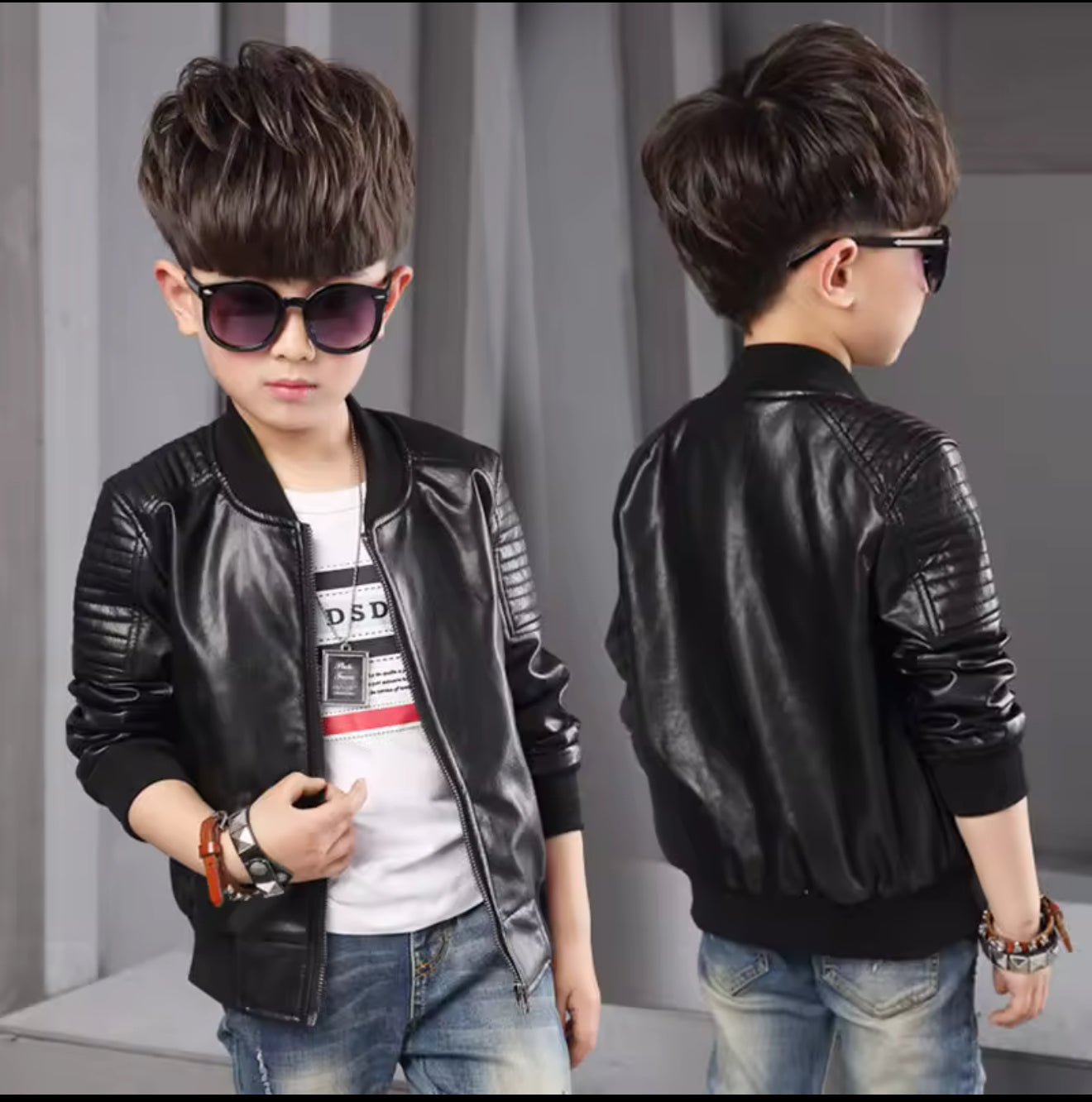 Boys Leather Jackets For Toddler Kids Faux Motorcycle PU Leather Coats