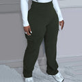 Plus Size Solid Color Simple cargo  Knitted Women's Trousers