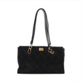 Chanel Black Nubuck Leather Wild Stitch Shoulder Bag Black Gold Metal Fittings 7 Series  #2875