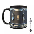 Vintage Drum Mug, 11oz. Black & White, Funny Ceramic Mug. Ideal Cool Gift for Drummers and Musicians.