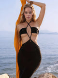 Backless Halter Neck Cover-Up Dress