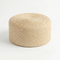 Grounded Straw Flat Pill Box Hat - Natural