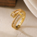 European and American luxury high-end ring for women, niche geometric opening ring, new