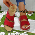 Fish Mouth Thick Bottom Slope with Beach One Line Velcro Summer Leaky Toe Beach Sandals Female