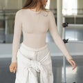 Clothes Thread Double Layer Round Neck Long Sleeved T shirt Women Outer Wear Slim Fit Shoulder Sexy Top Sexy