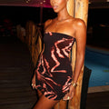Women Sexy Abstract Printing Tube Top Wrap Slimming Hip Dress Women
