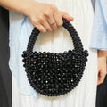 Light Luxury Handmade Beaded Bag Woven French Minority Half Month round Hand Dinner Bag