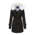 Autumn Winter Detachable Fur Collar Women Overcome Long Sleeve Hooded Cotton Padded Coat Fleece Coat Cotton Padded Coat Women