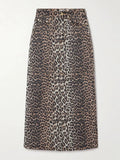 Leopard Print Straight Ankle-length Skirt
