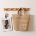 Raffia Portable Straw Weaved Bag Hand Carrying Large Capacity Hollow Out Cutout Woven Bag Seaside Vacation Beach Bag
