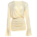Fall Women Clothing Sexy V neck High Waist Slim Ruffle Hip Bell Sleeve Dress