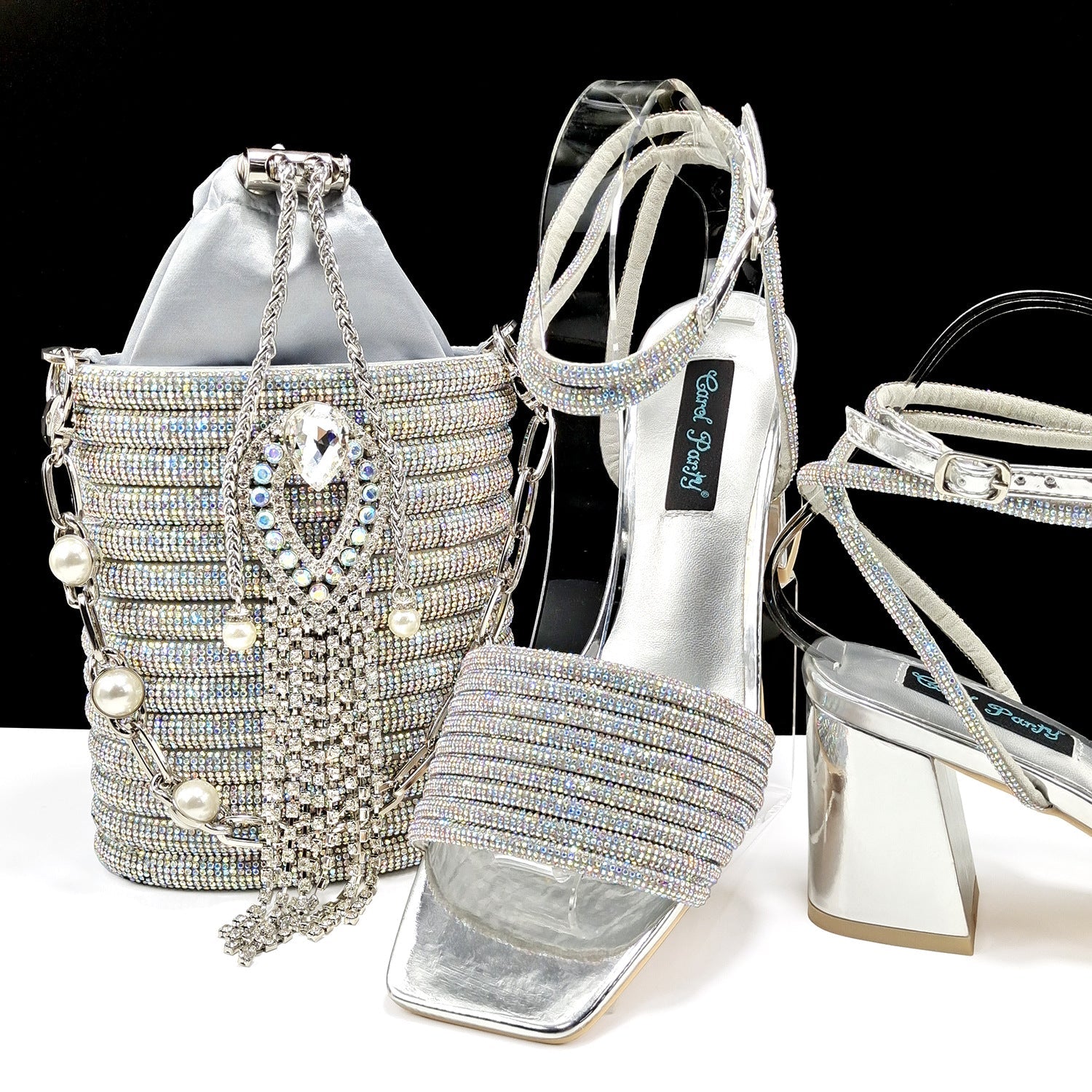 Women Shoes Bags Two Piece Sets Tassel Decorative Ankle Strap Simple Elegant Cocktail Or Daily