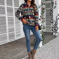 Women Printed Double-Sided Plush Pullover Casual Women Autumn Winter Plush Tops