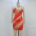 Women Clothing Autumn Sexy Lacing Halter Leopard Print Sheath Dress