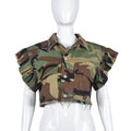 Camouflage Women Clothing Flounce Sleeve Pocket Personalized Cardigan Outdoor Short Sleeve Women Coat