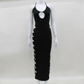 Women Clothing Sexy Halter Suspender Dress Side Ripped Sexy Maxi Dress Slim Dress