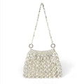 Retro Metallic Handmade Shiny Beaded Sequ Woven Handbag Underarm Shoulder Sequin Bag