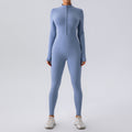 Zipper Nude Feel Long Sleeve Yoga Jumpsuit Women Sports Fitness Training Dance One Piece Bodysuit