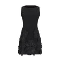 French Sweet Date Short Dress Summer round Neck Sleeveless Waist Design Three Dimensional Floral Dress