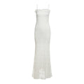 Summer Women Clothing Sexy Solid Color Mesh Stitching Hollow Out Cutout Slim Strap Dress