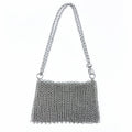 Shiny Buling Hand Woven Bag Metal Sequ Scale Hollow Out Cutout Bag Chain Crossbody Phone Bag