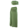 Women Clothing Spring Sexy Solid Color Tube Top Vest Slim Ribbon Pleated Skirt Sets