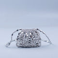 Hand Woven Bag Women Crossbody Silver Dumpling Bag All Match Acrylic Paillette Beaded Bag