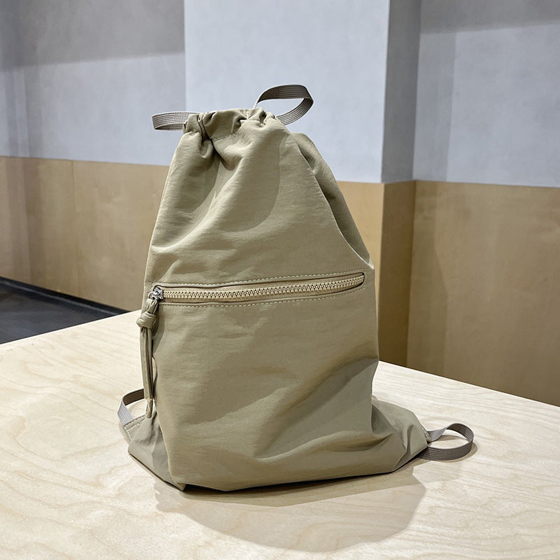 Casual bag women's summer large capacity bundle bucket bag, drawstring fabric backpack unisex, nylon backpack purse lightweight