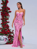 Women Clothing Wrapped Chest off Neck Sheath Sequined Cocktail Fishtail Evening Dress