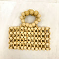 Retro Hand Woven Clutch Natural Wooden Bead Handbag Transparent Beach Cubic Bag