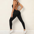 Wrinkle Hip Raise Yoga Pants Quick Drying Skinny Running Sports Peach Hip Pants No Embarrassment Line Fitness Jumpsuit Crisscross
