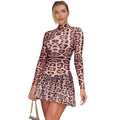 Women Autumn Printed Sexy Slim Fit Leopard Print Long Sleeve Dress