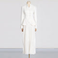 Fashionable Elegant High End Embroidered Stand Collar Single Breasted Top Pleated High Waist Skirt Sets