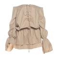 Women Clothing Fall Sexy Solid Color off Shoulder Backless Loose Lace up Bell Sleeve Dress