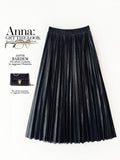 Long Skirt Metallic Pleated Skirt Women Mid Length Drape Gold Brushed Skirt Tide