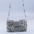 Special Interest Design Silver Woven Chain Mobile Phone Coin Purse Crossbody Women Handmade Beaded Weave Crossbody Bag