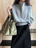 Half Zipper Sweatshirt Women High Grade Spring Korean Casual Sports High Waist Top