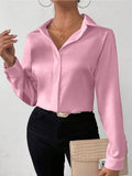 Women Clothing Satin Shirt Women Satin Silk like Long Sleeved Shirt Women Clothing