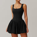Sollinarry Nude Feel Faux Two Pieces Sports Dress Women Anti Exposure Bottoming Outdoor Running Fitness Tennis