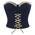 Denim Black Blue with Steel Ring Cup Lady Sexy Body Shaping Top Supply