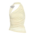 Summer Women Sexy Halter Vest Slim Pleated Cropped Top Women
