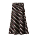 Retro Striped Skirt for Women Autumn High Waist Drape Long Skirt Sheath Fishtail Skirt