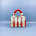 Niche Advanced Design Contrast Color Waxberry Pearl Grace Handbag Retro Casual Dinner Small Square Bag