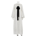 Design Bow V neck Long Sleeve Elegant Dress Women Digital Printing Polka Dot Maxi Dress