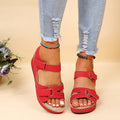Southeast Asia plus Size Velcro Platform Sandals Women Hollow Out Cutout-out Wedge Stitching Beach Slippers