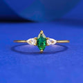 Jewelry Horse Eye Simulation Emerald S925 Sterling Silver Luxury Inlaid Retro Simple Ring