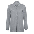 Casual Loose Breasted Jumpsuit Solid Color Simple Collared Basic Outer Wear Street Long Sleeve Jumpsuit Women
