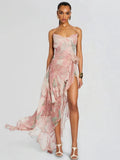 Women's Irregular Oblique Ruffled Skirt With Suspenders