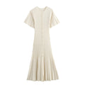 Women's Clothing Fashionable Knitted Single Row Dress